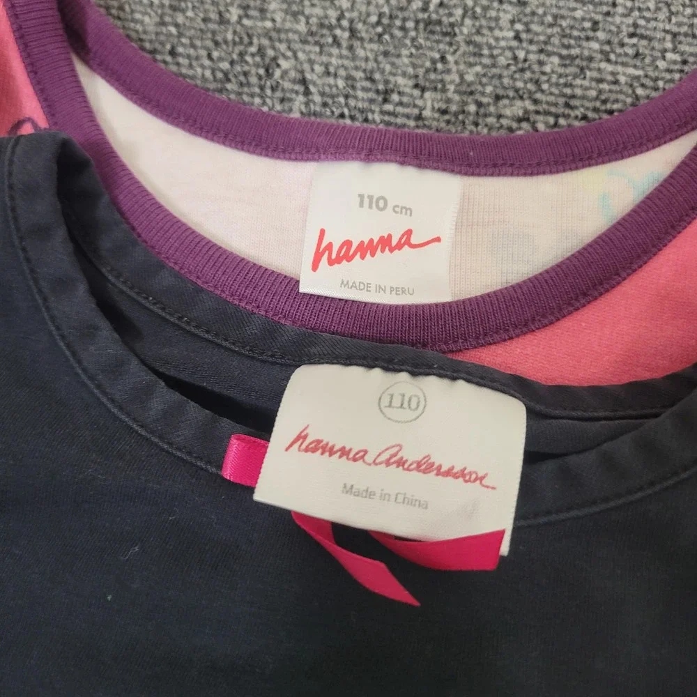 Hanna Andersson 110 5 Long Sleeve Dress‎ Lot Girls Heart Ruffle Navy Pink